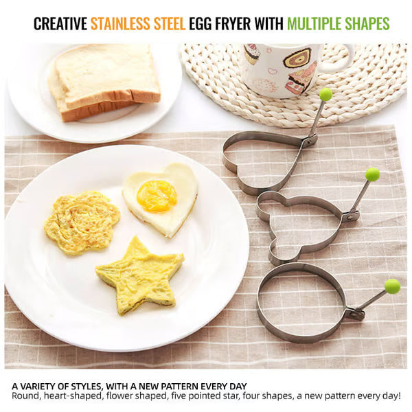 🍳Cute Egg Ring Mold Set | Non-Stick Fried Egg Shaper for Breakfast Cooking