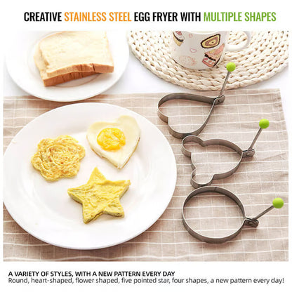 🍳Cute Egg Ring Mold Set | Non-Stick Fried Egg Shaper for Breakfast Cooking