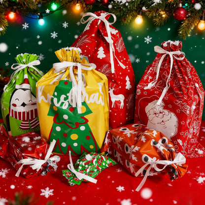 🎅Christmas Drawstring Gift Bags – Easy, 🎁Festive & Reusable!
