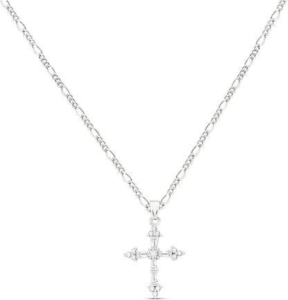 Cross Necklace for Women,Double Cross Necklace 14K Gold Plated Cross Pendant