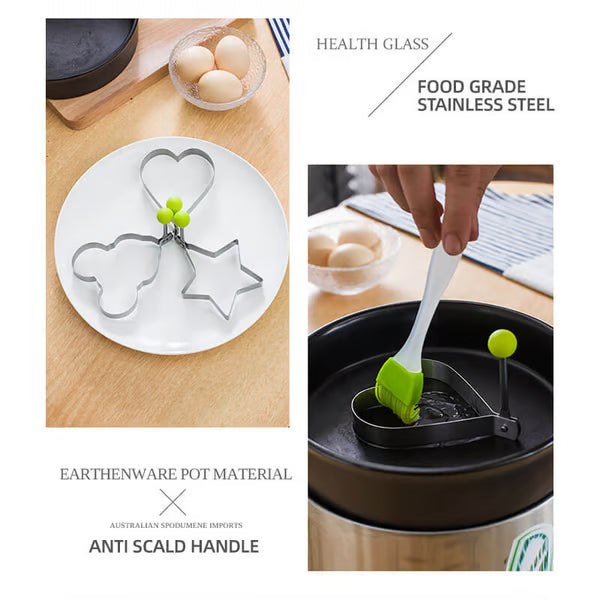🍳Cute Egg Ring Mold Set | Non-Stick Fried Egg Shaper for Breakfast Cooking