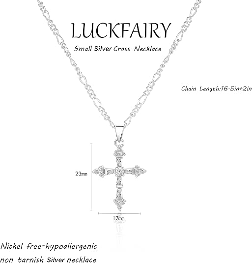 Cross Necklace for Women,Double Cross Necklace 14K Gold Plated Cross Pendant