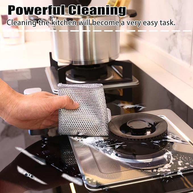 New Upgrade Steel Wire Dishcloth, Double-Layer Multipurpose Dishwashing Rag.