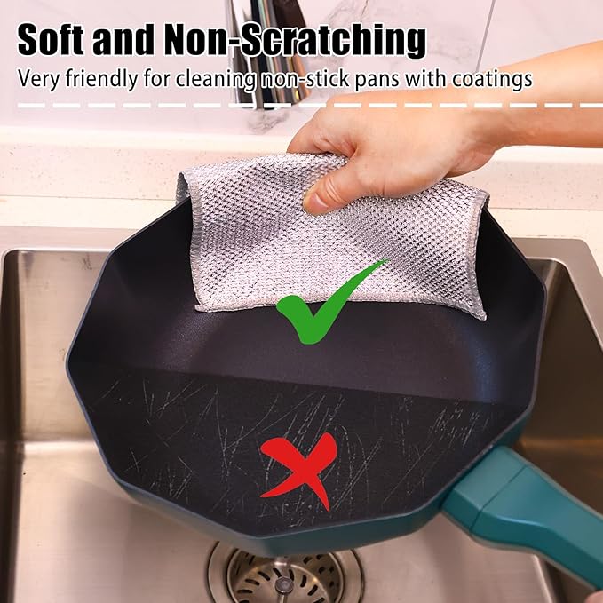 New Upgrade Steel Wire Dishcloth, Double-Layer Multipurpose Dishwashing Rag.