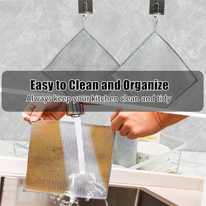 New Upgrade Steel Wire Dishcloth, Double-Layer Multipurpose Dishwashing Rag.
