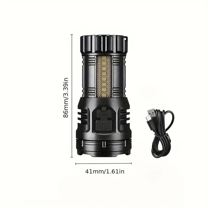 High-intensity LED flashlight, rechargeable, multi-functional, ultra-bright, mini, durable, and portable for outdoor and home use.