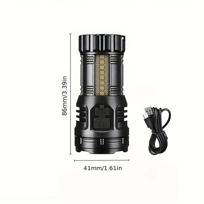 High-intensity LED flashlight, rechargeable, multi-functional, ultra-bright, mini, durable, and portable for outdoor and home use.