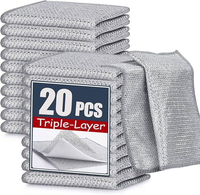 New Upgrade Steel Wire Dishcloth, Double-Layer Multipurpose Dishwashing Rag.