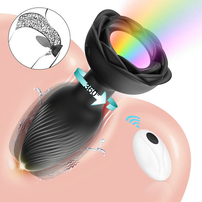 💥New on sale 2025 💞😍360° Rose Rotating Butt Plug Vibrator – Entfachen Sie Lust und Leidenschaft💖