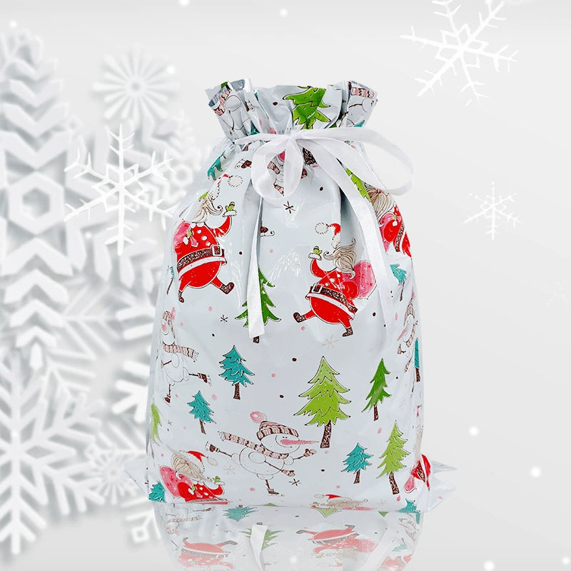 🎅Christmas Drawstring Gift Bags – Easy, 🎁Festive & Reusable!