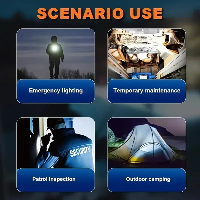 High-intensity LED flashlight, rechargeable, multi-functional, ultra-bright, mini, durable, and portable for outdoor and home use.